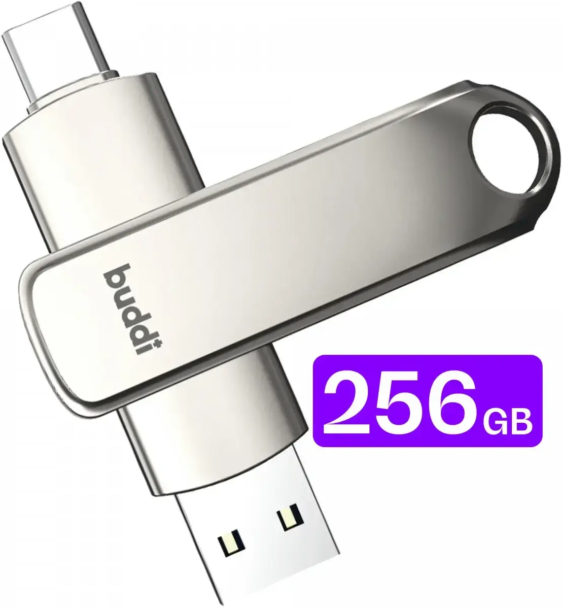 Buddi USB-A en USB-C Stick Dual Geheugenstick 256GB Grijs (2-Pack) afbeelding 2