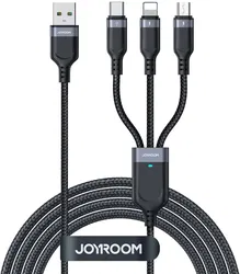 JOYROOM 3-in-1 3.5A Kabel USB-A naar Micro-USB / USB-C / Lightning 2M Zwart afbeelding