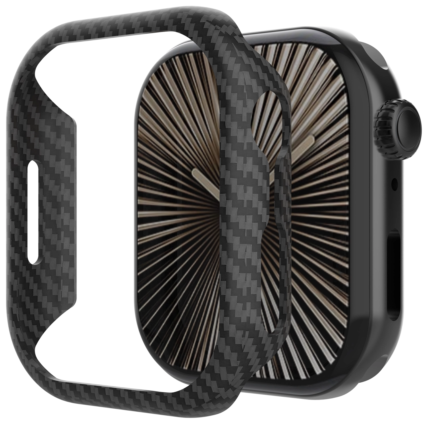 NEKIT Fiber Apple Watch 11/10 42MM Hoesje - Kevlar Bumper Cover Dun Zwart afbeelding 1