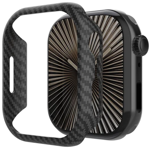NEKIT Fiber Apple Watch 11/10 42MM Hoesje - Kevlar Bumper Cover Dun Zwart afbeelding 1