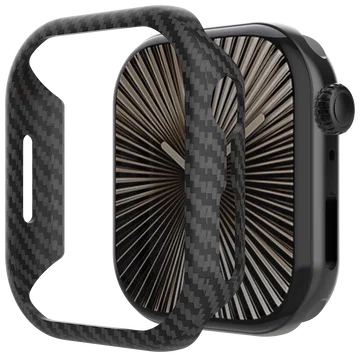 NEKIT Fiber Apple Watch 11/10 42MM Hoesje - Kevlar Bumper Cover Dun Zwart