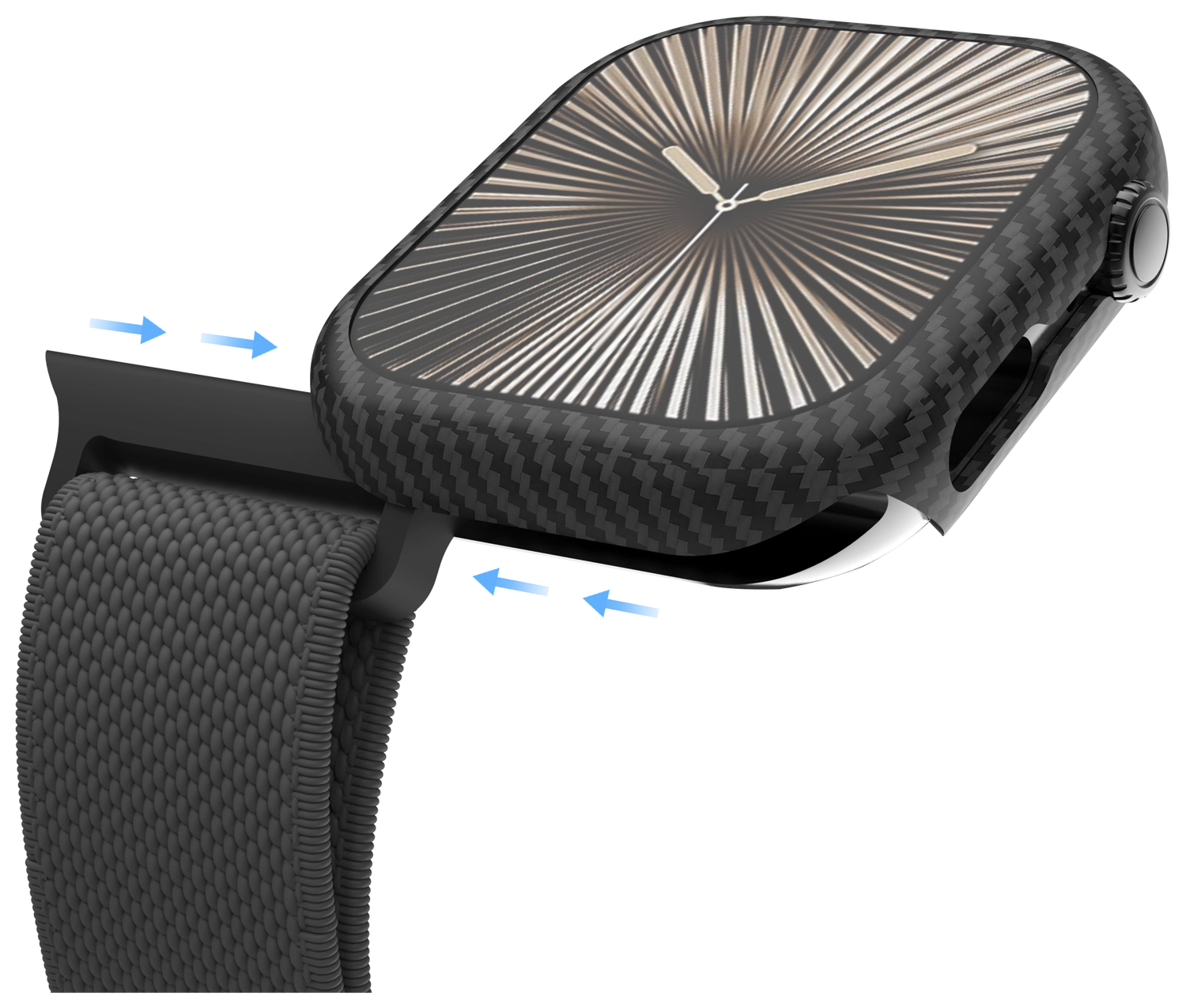 NEKIT Fiber Apple Watch 11/10 42MM Hoesje - Kevlar Bumper Cover Dun Zwart afbeelding 15
