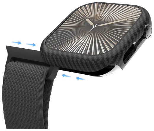 NEKIT Fiber Apple Watch 11/10 42MM Hoesje - Kevlar Bumper Cover Dun Zwart afbeelding 15