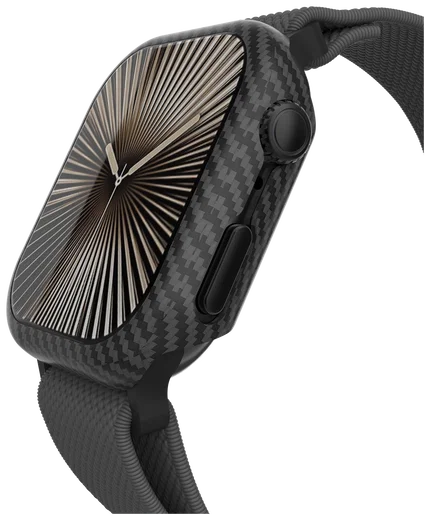 NEKIT Fiber Apple Watch 11/10 42MM Hoesje - Kevlar Bumper Cover Dun Zwart afbeelding 16