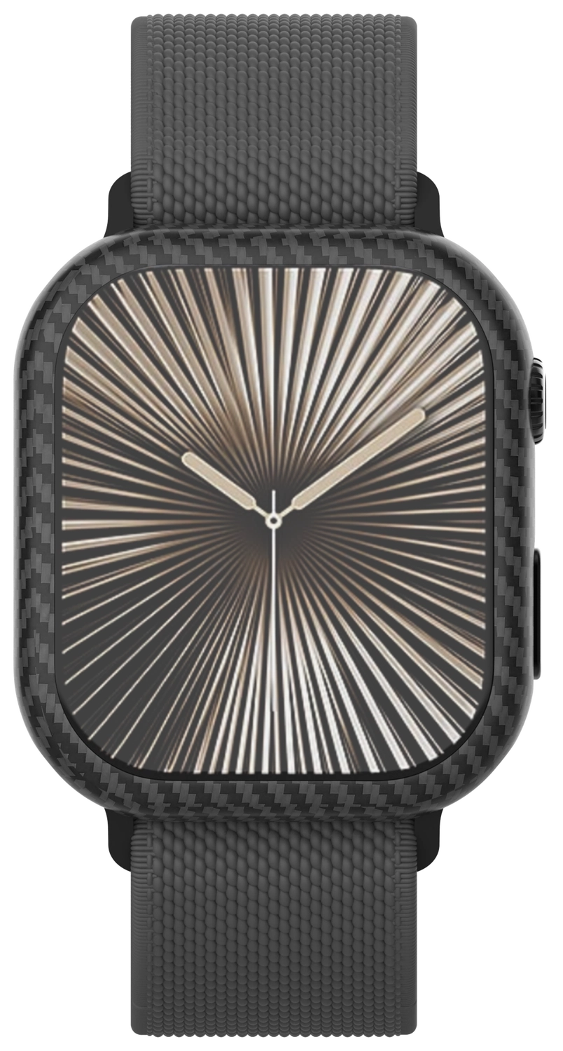 NEKIT Fiber Apple Watch 11/10 42MM Hoesje - Kevlar Bumper Cover Dun Zwart afbeelding 18