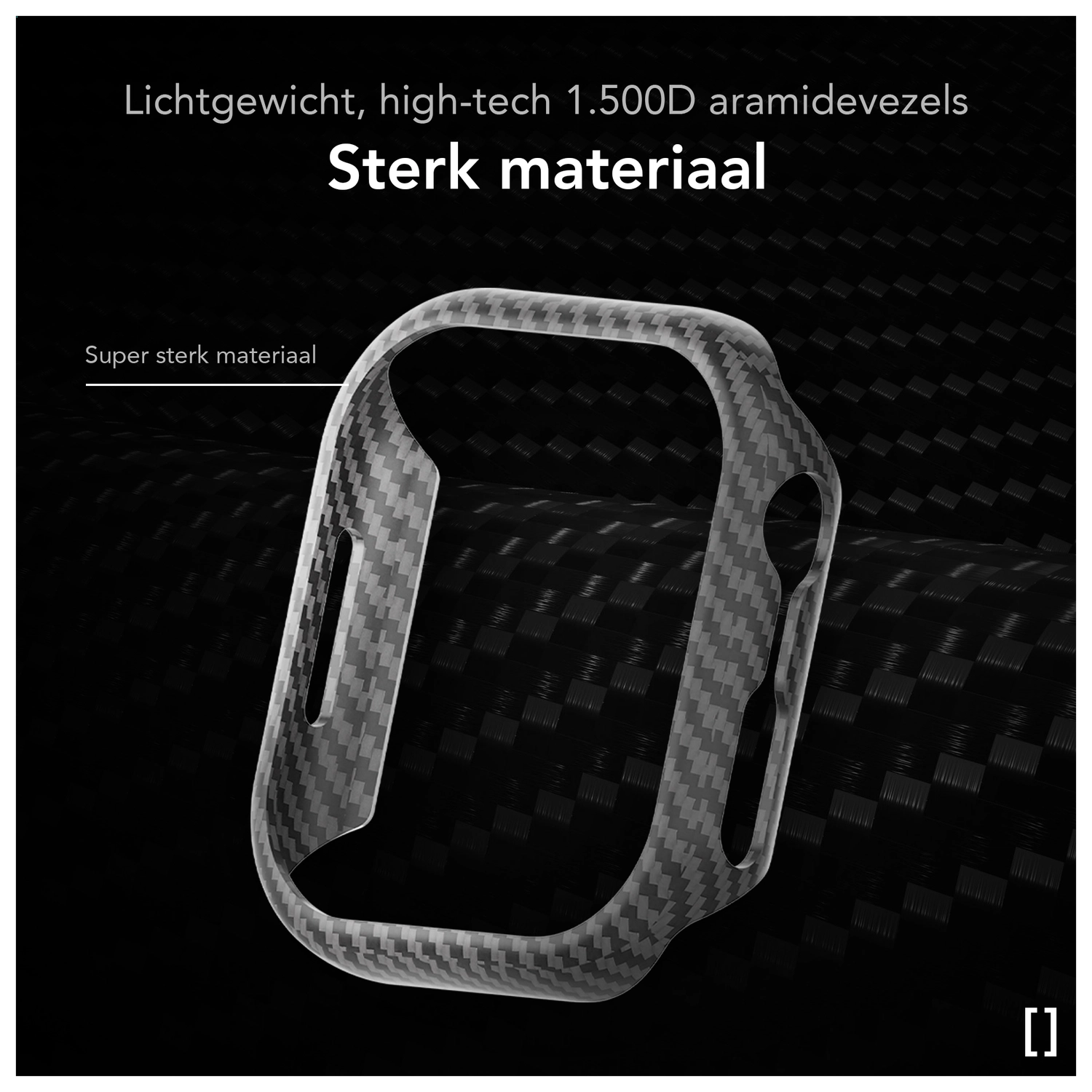 NEKIT Fiber Apple Watch 11/10 42MM Hoesje - Kevlar Bumper Cover Dun Zwart afbeelding 4
