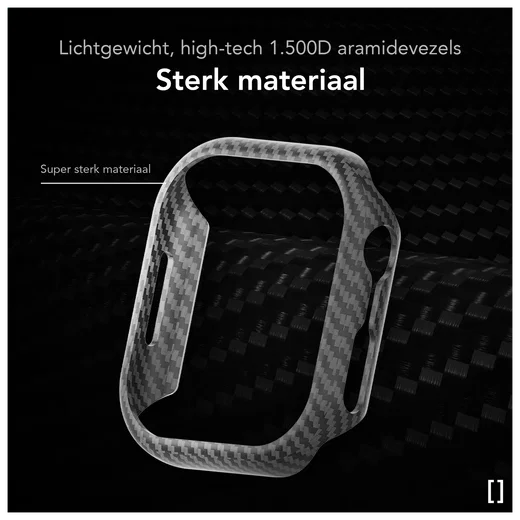 NEKIT Fiber Apple Watch 11/10 42MM Hoesje - Kevlar Bumper Cover Dun Zwart afbeelding 4