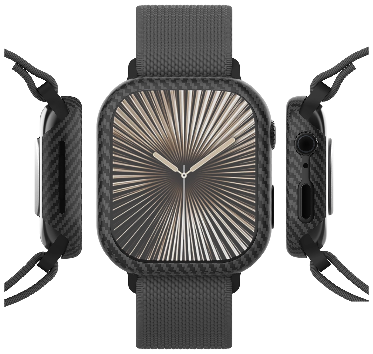 NEKIT Fiber Apple Watch 11/10 42MM Hoesje - Kevlar Bumper Cover Dun Zwart afbeelding 8