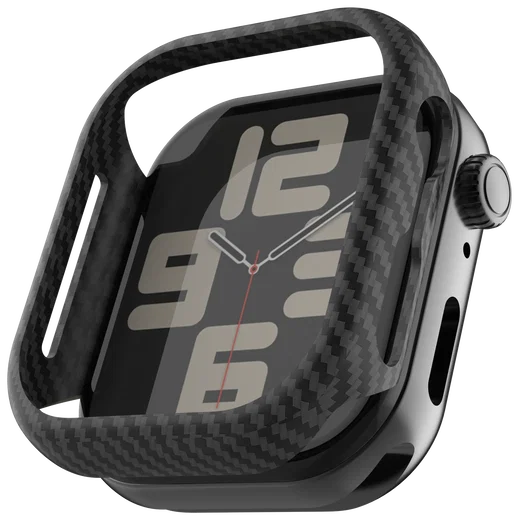 NEKIT Fiber Apple Watch 44MM Hoesje Kevlar Bumper Cover Dun Zwart afbeelding 11
