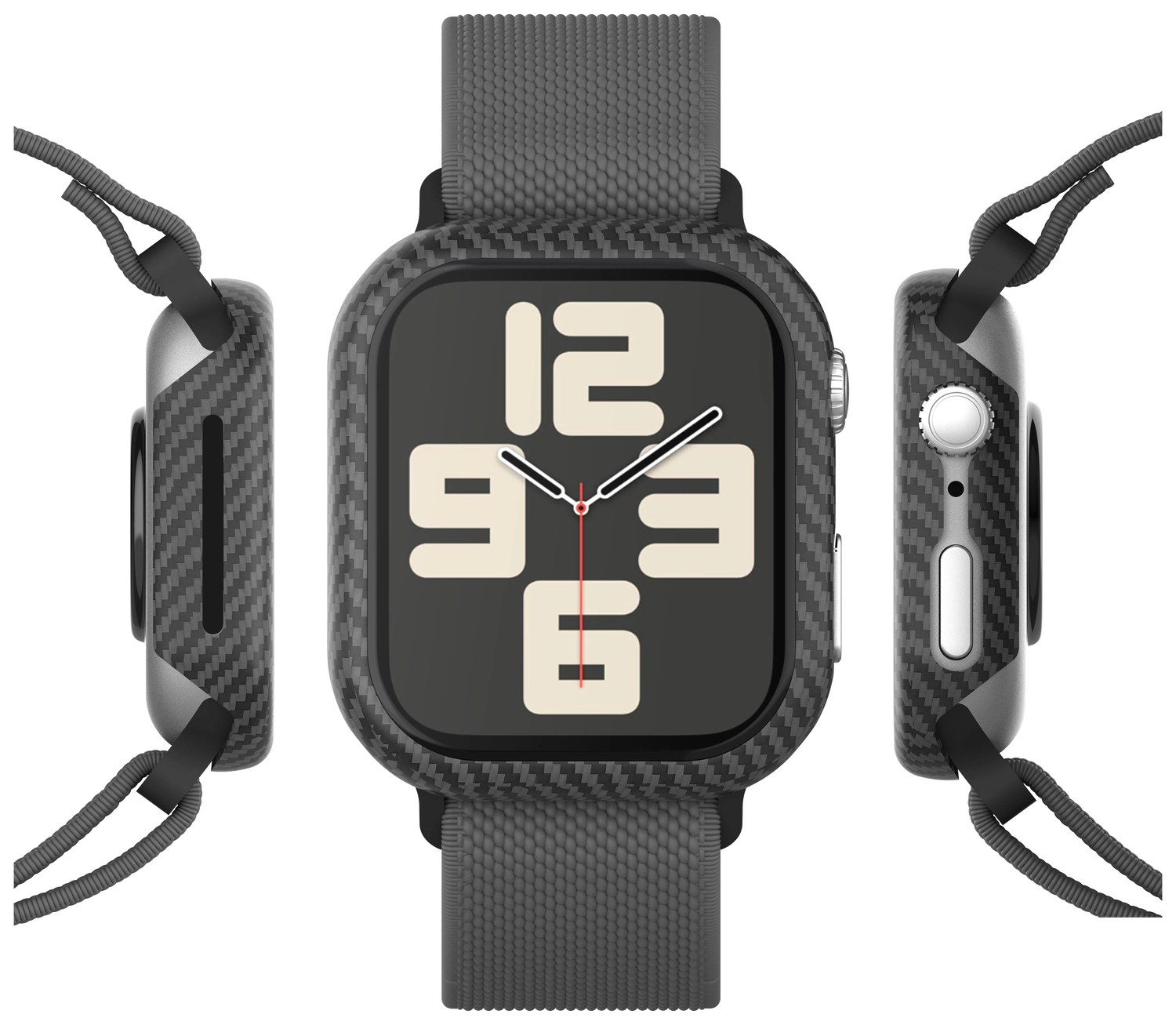 NEKIT Fiber Apple Watch 44MM Hoesje Kevlar Bumper Cover Dun Zwart afbeelding 14