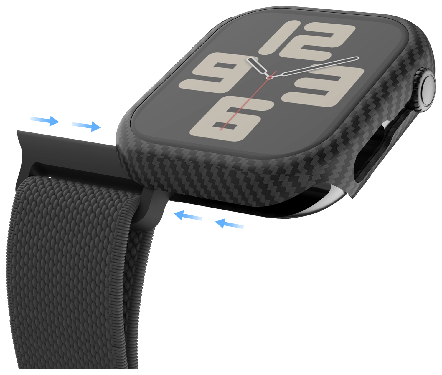 NEKIT Fiber Apple Watch 44MM Hoesje Kevlar Bumper Cover Dun Zwart afbeelding 16