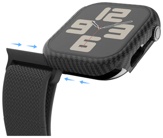 NEKIT Fiber Apple Watch 44MM Hoesje Kevlar Bumper Cover Dun Zwart afbeelding 16