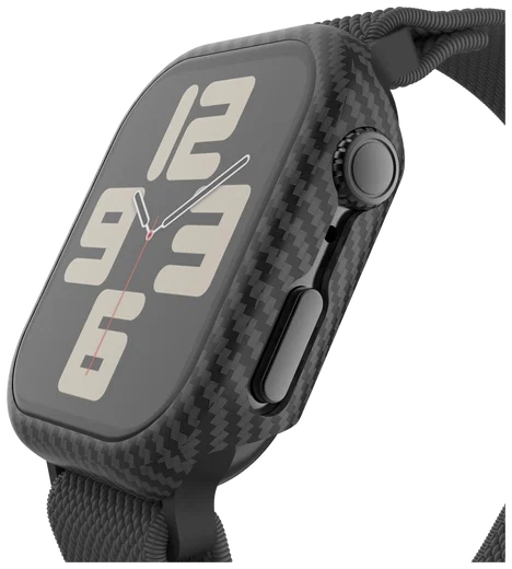 NEKIT Fiber Apple Watch 44MM Hoesje Kevlar Bumper Cover Dun Zwart afbeelding 17