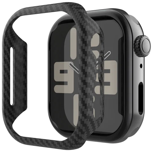 NEKIT Fiber Apple Watch 44MM Hoesje Kevlar Bumper Cover Dun Zwart afbeelding 1
