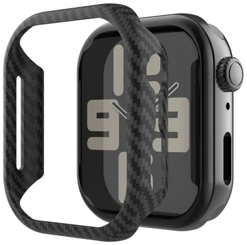 NEKIT Fiber Apple Watch 44MM Hoesje Kevlar Bumper Cover Dun Zwart