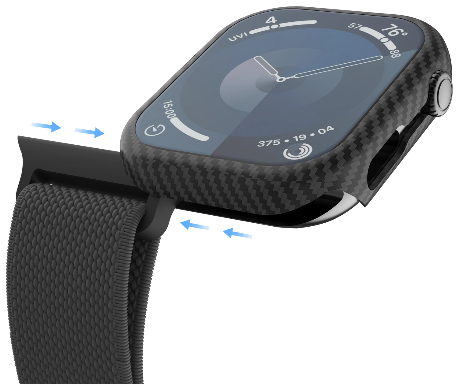 NEKIT Fiber Apple Watch 9/8/7 45MM Hoesje Kevlar Bumper Cover Dun Zwart afbeelding 10