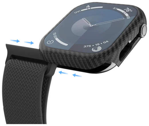 NEKIT Fiber Apple Watch 9/8/7 45MM Hoesje Kevlar Bumper Cover Dun Zwart afbeelding 10