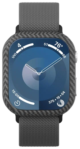 NEKIT Fiber Apple Watch 9/8/7 45MM Hoesje Kevlar Bumper Cover Dun Zwart afbeelding 11