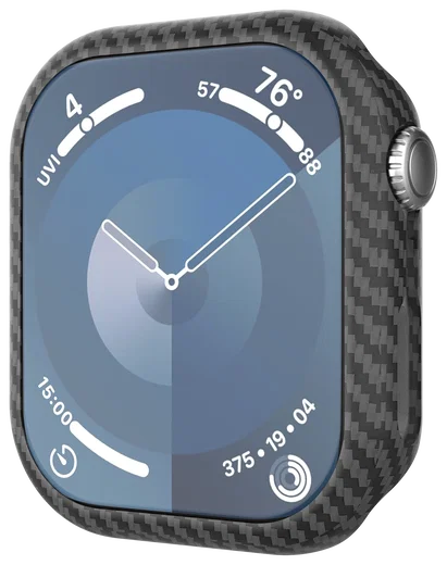 NEKIT Fiber Apple Watch 9/8/7 45MM Hoesje Kevlar Bumper Cover Dun Zwart afbeelding 15
