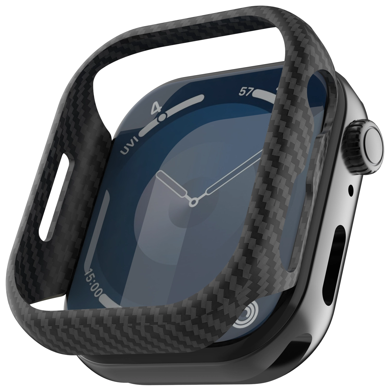 NEKIT Fiber Apple Watch 9/8/7 45MM Hoesje Kevlar Bumper Cover Dun Zwart afbeelding 8