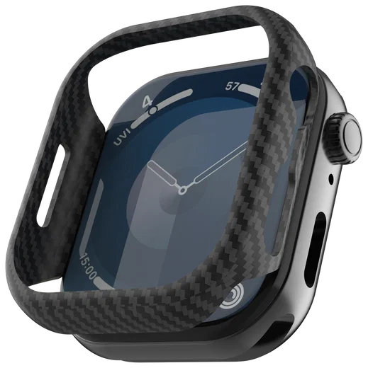 NEKIT Fiber Apple Watch 9/8/7 45MM Hoesje Kevlar Bumper Cover Dun Zwart afbeelding 8