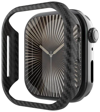 NEKIT Fiber Apple Watch 11/10 46MM Hoesje - Kevlar Bumper Cover Dun Zwart