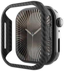 NEKIT Fiber Apple Watch 11/10 46MM Hoesje - Kevlar Bumper Cover Dun Zwart afbeelding