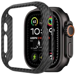 NEKIT Fiber Apple Watch Ultra 3/2/1 Hoesje Kevlar Bumper Cover Dun Zwart afbeelding