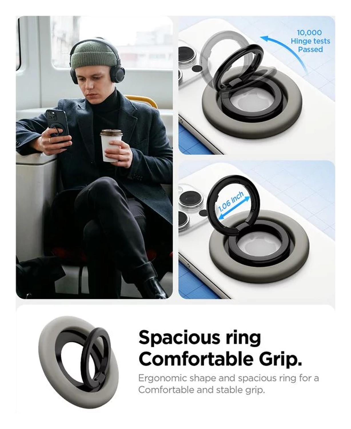 Spigen Nano Pop Magnetische MagSafe Ring Houder Standaard Grijs afbeelding 3