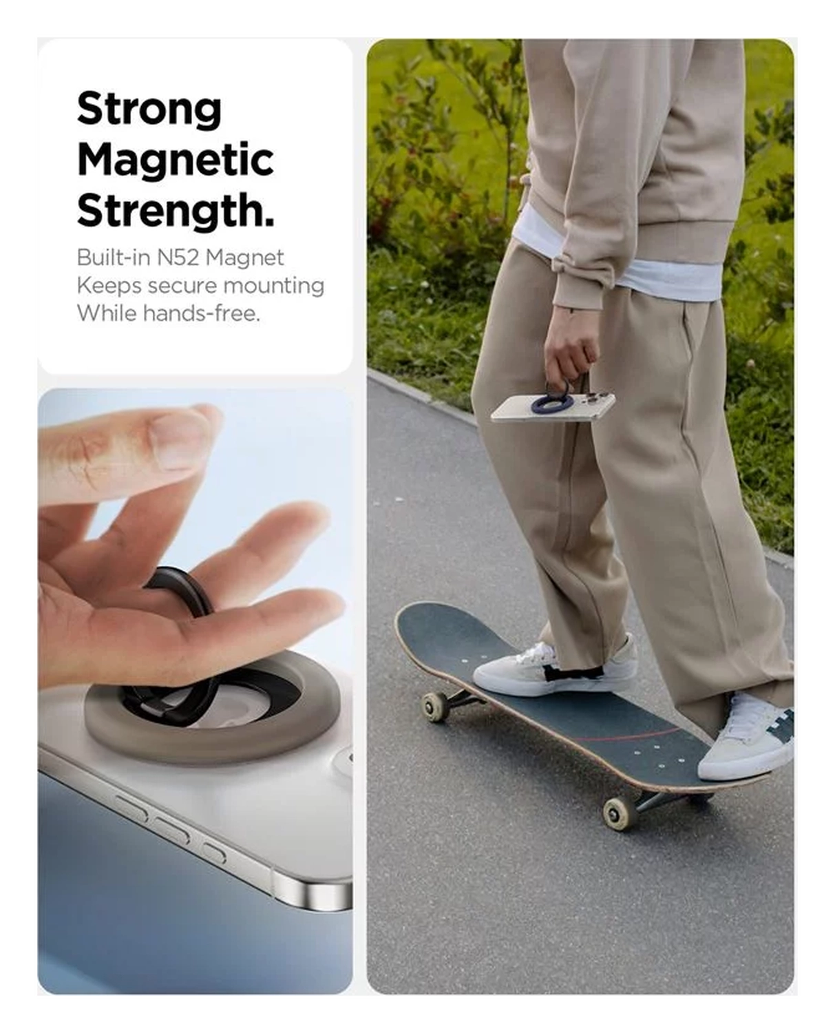 Spigen Nano Pop Magnetische MagSafe Ring Houder Standaard Grijs afbeelding 5