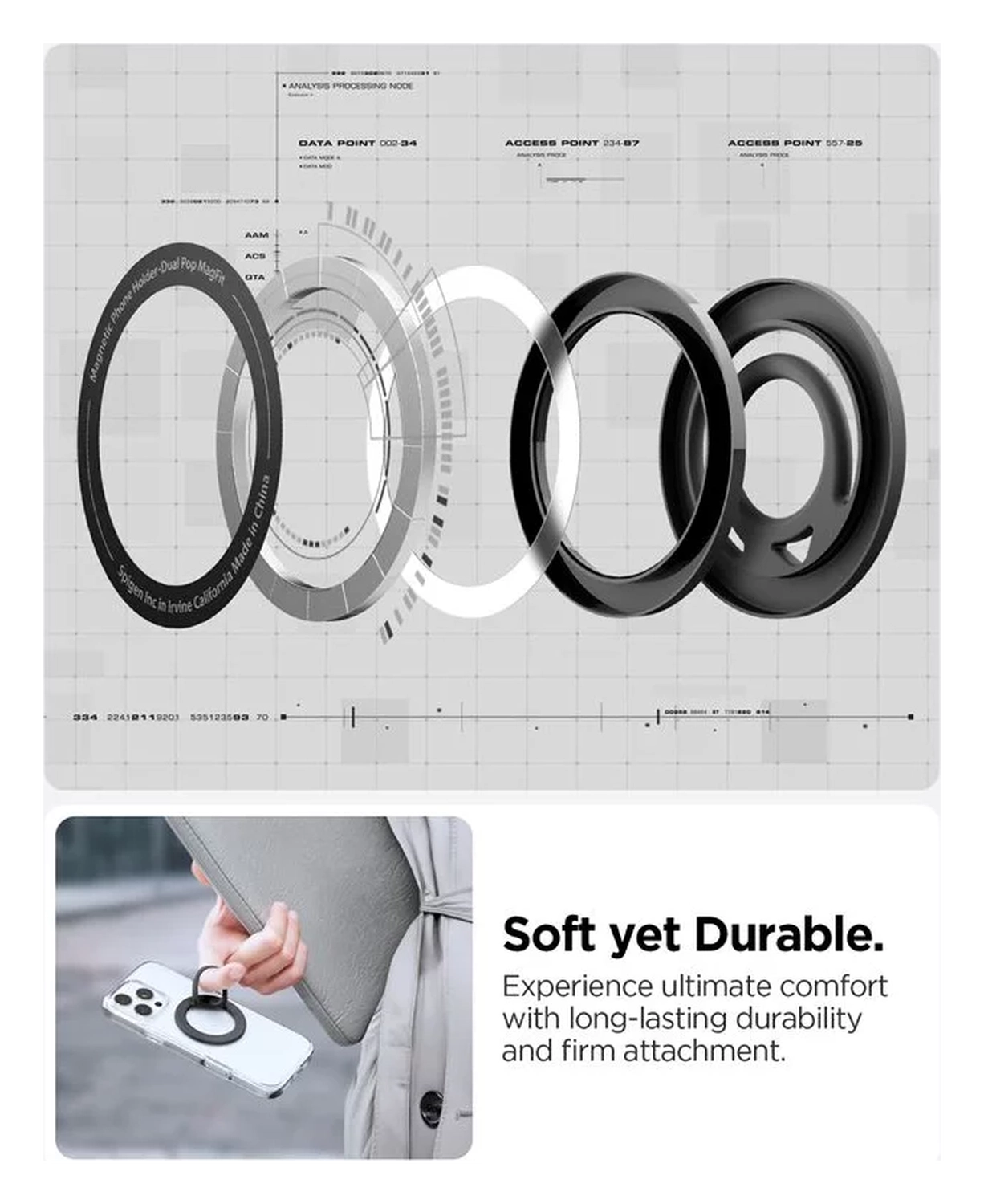Spigen Dual Pop Magnetische MagSafe Telefoon Ring Houder Standaard Zwart afbeelding 7