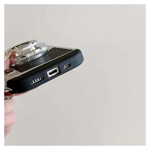 iPhone 16 Pro Max Hoesje Vintage Retro Camera Back Cover met Koord Zwart afbeelding 8