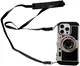 iPhone 16 Pro Hoesje Vintage Retro Camera Back Cover met Koord Zwart afbeelding 1