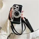 iPhone 16 Pro Hoesje Vintage Retro Camera Back Cover met Koord Zwart afbeelding 5