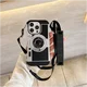 iPhone 16 Pro Hoesje Vintage Retro Camera Back Cover met Koord Zwart afbeelding 6