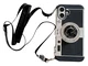 iPhone 16 Hoesje Vintage Retro Camera Back Cover met Koord Zwart afbeelding 1