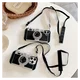 iPhone 16 Hoesje Vintage Retro Camera Back Cover met Koord Zwart afbeelding 3