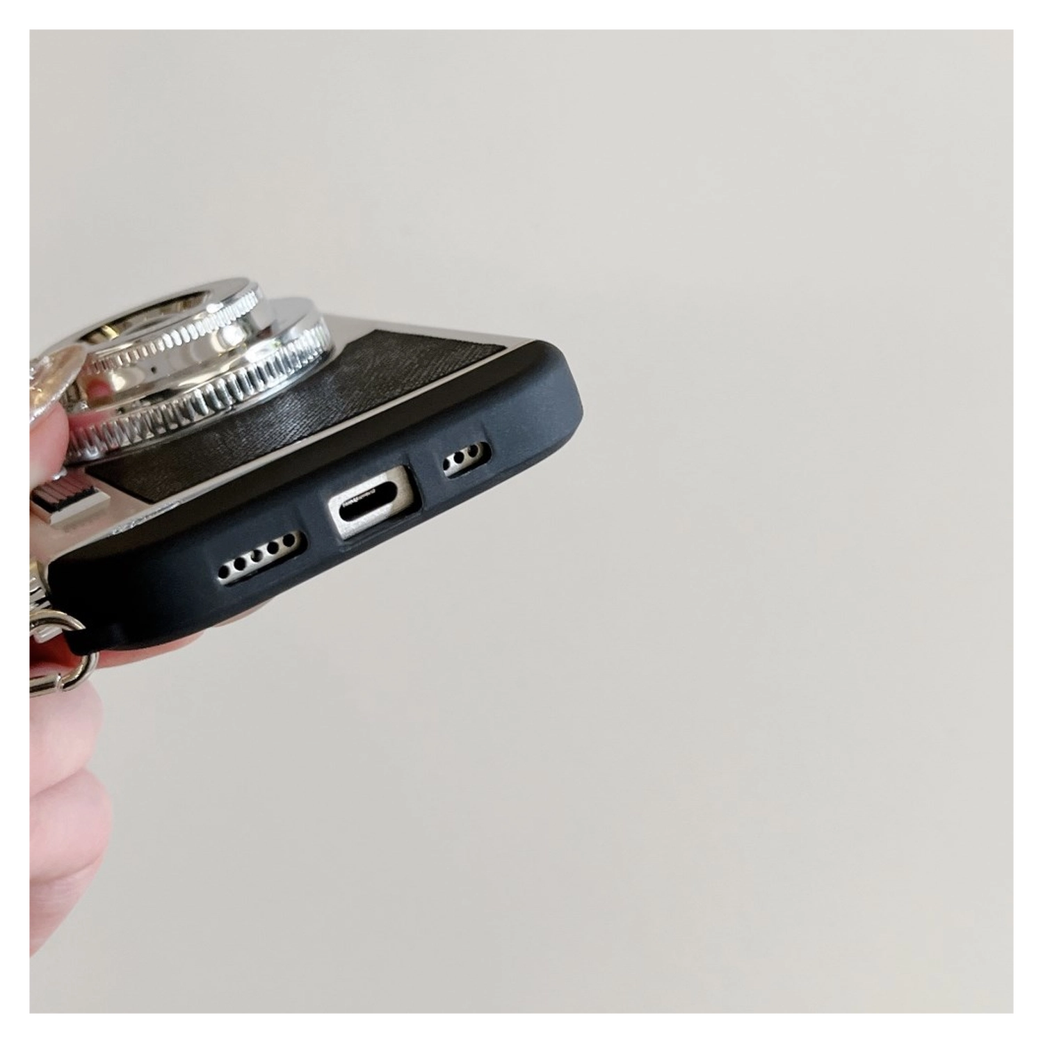iPhone 16 Hoesje Vintage Retro Camera Back Cover met Koord Zwart afbeelding 7