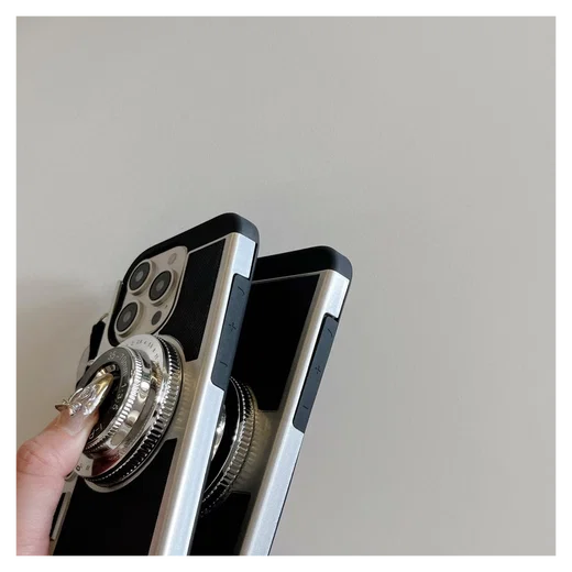 iPhone 15 Pro Hoesje Vintage Retro Camera Back Cover met Koord Zwart afbeelding 10