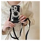 iPhone 15 Pro Hoesje Vintage Retro Camera Back Cover met Koord Zwart afbeelding 3