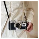 iPhone 15 Pro Hoesje Vintage Retro Camera Back Cover met Koord Zwart afbeelding 7