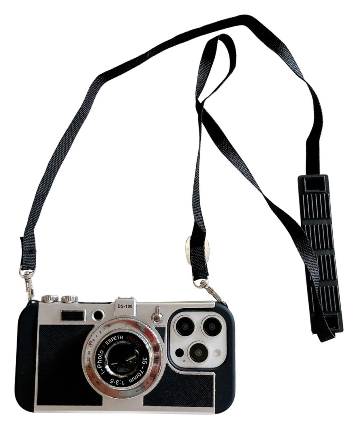 iPhone 14 Pro Hoesje Vintage Retro Camera Back Cover met Koord Zwart afbeelding 11