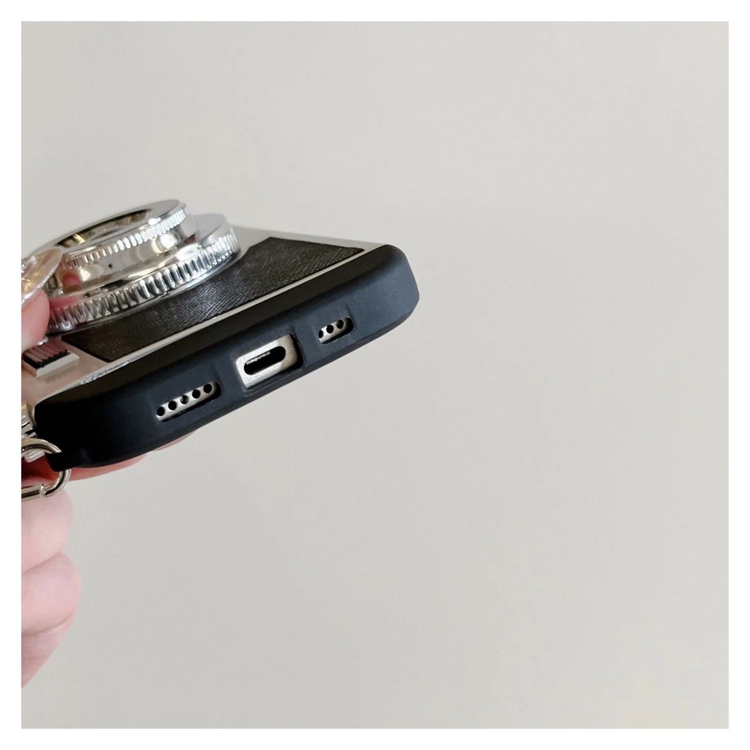 iPhone 14 Pro Hoesje Vintage Retro Camera Back Cover met Koord Zwart afbeelding 8