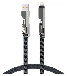 4smarts ComboCord Flat 240W USB-C/USB-A naar USB-C/Lightning Kabel 1.5M Grijs afbeelding