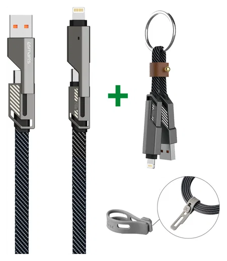 4smarts ComboCord Flat 240W USB-C/USB-A naar USB-C/Lightning Kabel 1.5M Grijs afbeelding 7