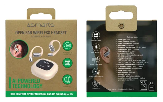 4smarts SkyBuds AI Screen Open-Ear Wireless Headset Bluetooth Oordopjes Beige afbeelding 15
