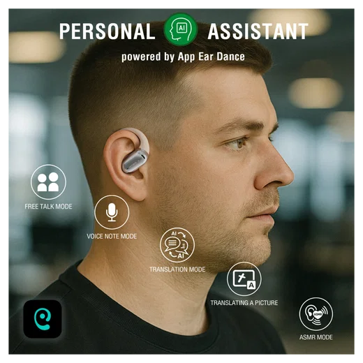 4smarts SkyBuds AI Screen Open-Ear Wireless Headset Bluetooth Oordopjes Beige afbeelding 3