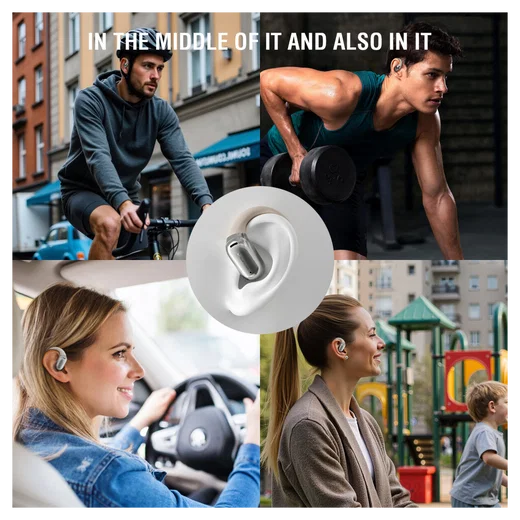4smarts SkyBuds AI Screen Open-Ear Wireless Headset Bluetooth Oordopjes Beige afbeelding 4