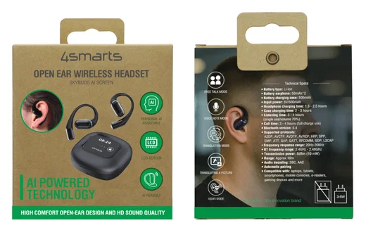 4smarts SkyBuds AI Screen Open-Ear Wireless Headset Bluetooth Oordopjes Zwart afbeelding 15