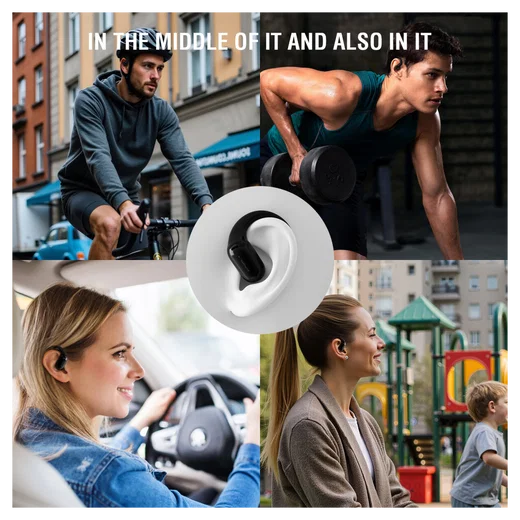 4smarts SkyBuds AI Screen Open-Ear Wireless Headset Bluetooth Oordopjes Zwart afbeelding 4